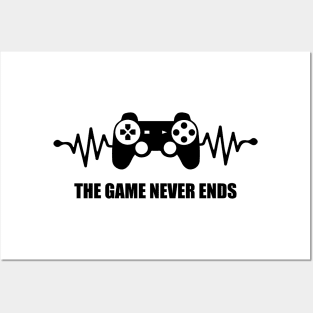 game never ends heartbeat controller gamer quote gaming Posters and Art